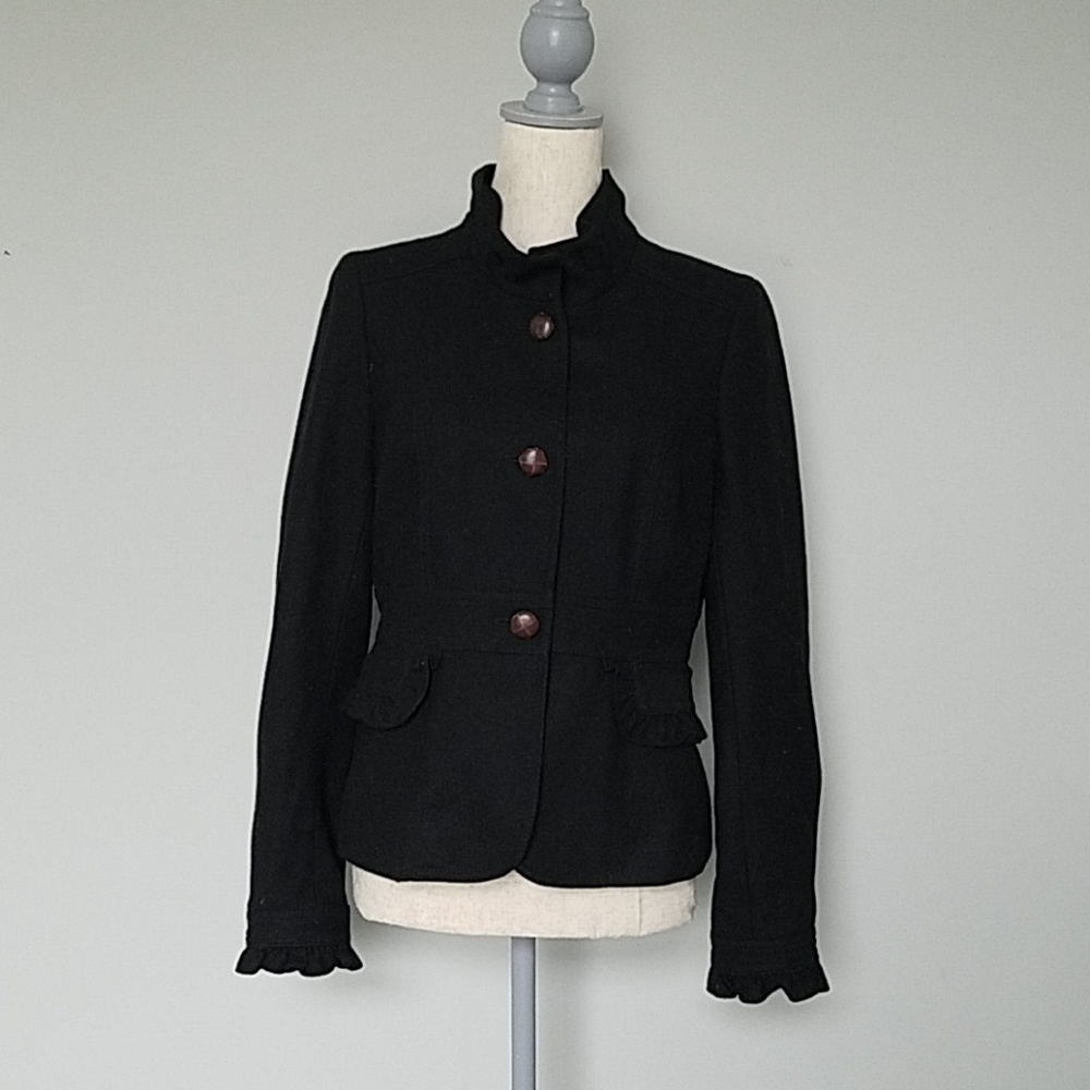 J.Crew Ruffled Black Jacket
